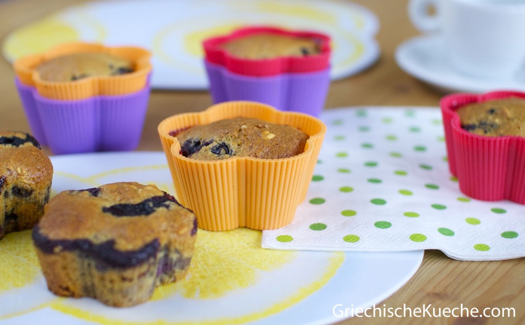 Vollkorn Blueberry Muffins mit Olivenöl – Griechische Küche